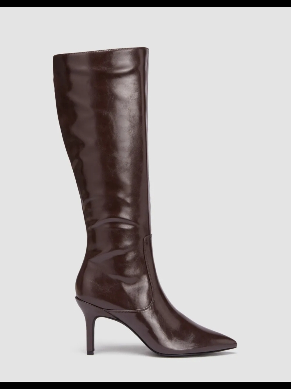Classic Brown Knee-High Pointed-Toe Heeled Boots - Picture 7 of 14